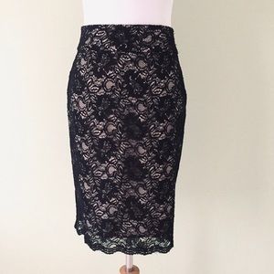 Banana Republic Black Lace Pencil Skirt, Size 10P